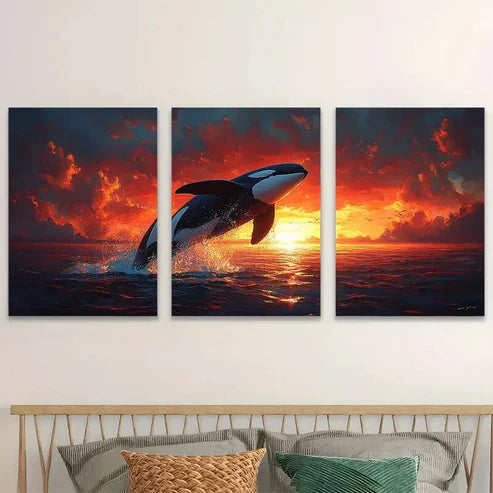 3pcs Majestic Ocean Scene Sunset Perfect Wall Art Set Canvas Unframed - High Quality Print 100% Australian Made Wall Canvas