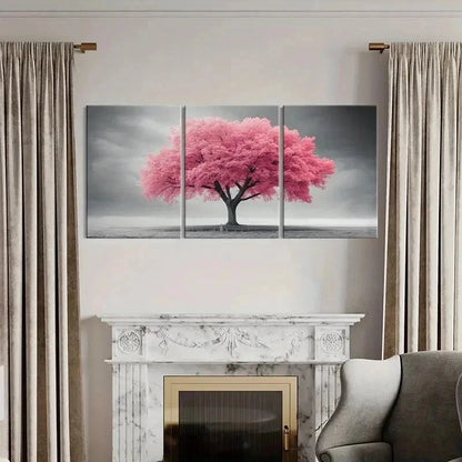 3pcs Serene Nature Pink Tree Landscape Wall Art Set Canvas Framed 50x70cm - High Quality Print 100% Australian Made Wall Canvas Ready to Hang