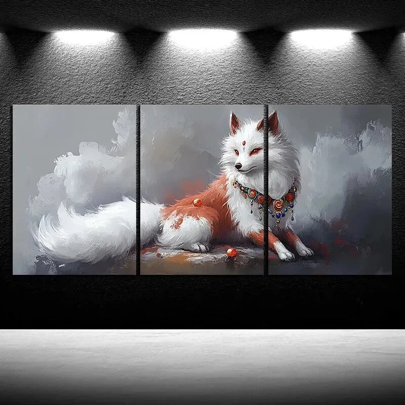 3pcs Beautiful Stunning Red Eyes Red Fox Metal Print Ready to Hang Art - Bella Home Decor