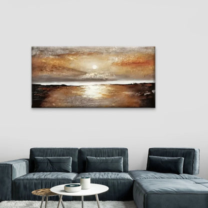 Sunset Abstract Perfect Wall Art Canvas Office Home Room Framed 120x60cm