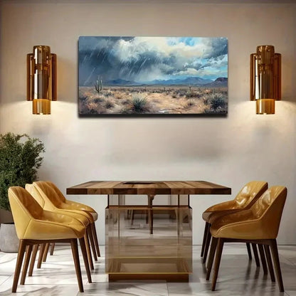 Desolate Plains Heavy Rainstorm Wall Art Canvas Office Home Room Framed 120x60cm