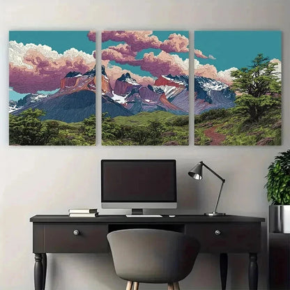 3pcs Torres Del Paine Chile Travel PerfectWall Art Set Canvas Framed 60x90cm - High Quality Print 100% Australian Made Wall Canvas Ready to Hang