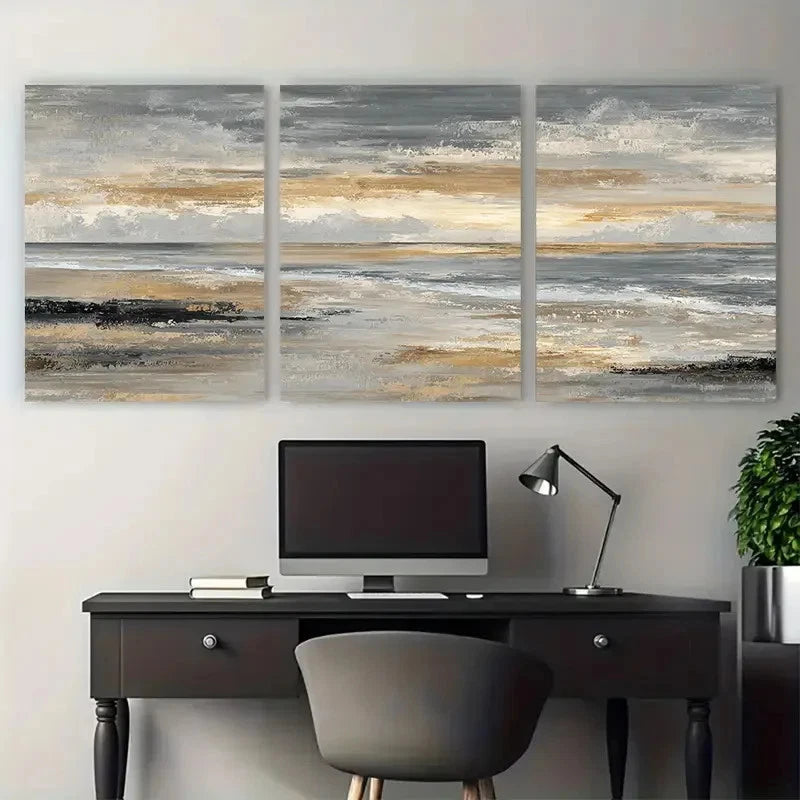 3pcs Sunset Beach Landscape Abstract Perfect Wall Art Set Canvas Framed 40x60cm - High Quality Print 100% Australian Made Wall Canvas Ready to Hang