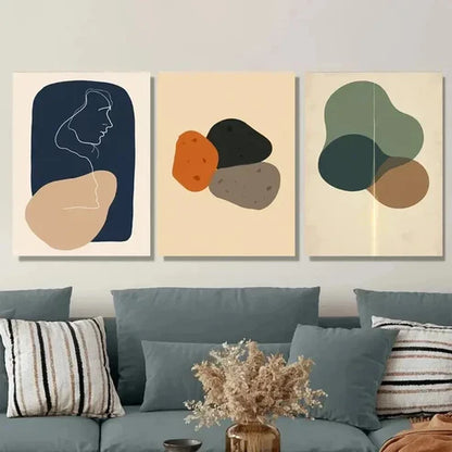 3pcs Modern Minimalist Abstract Neutral Tones Wall Art Set Canvas Unframed - High Quality Print 100% Australian Made Wall Canvas