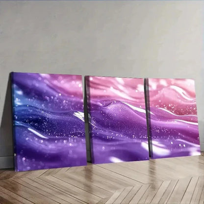 3pcs Purple and Light Blue Abstract Design Art Set Canvas Unframed - High Quality Print 100% Australian Made Wall Canvas