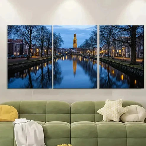 3pcs Groningen Netherlands Cityscape Wall Art Canvas Unframed - High Quality Print 100% Australian Made Wall Canvas