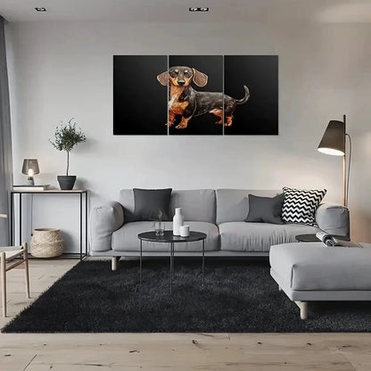 3pcs Adorable Dachshund Portrait Wall Art Set Canvas Framed 40x60cm - High Quality Print 100% Australian Made Wall Canvas Ready to Hang - Bella Home Decor