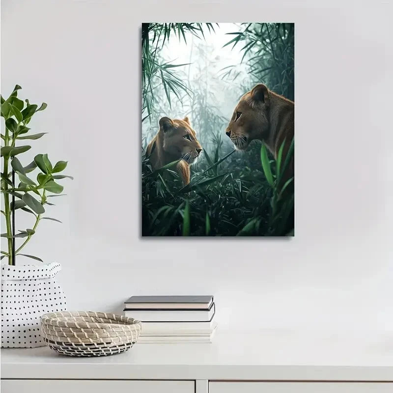 Scene in Bamboo Grove with Morning Mist Painting 40x60cm Metal Print Ready to Hang - Bella Home Decor