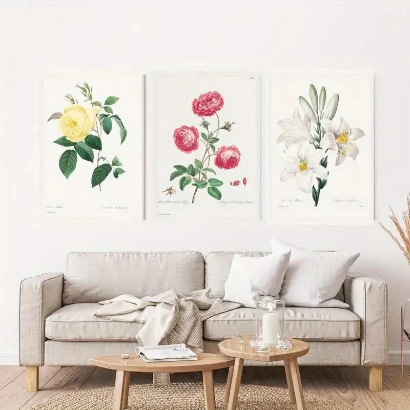 3pcs Colorful Flowers Nature-Inspired Wall Art Set Canvas Framed 50x70cm - High Quality Print 100% Australian Made Wall Canvas Ready to Hang - Bella Home Decor