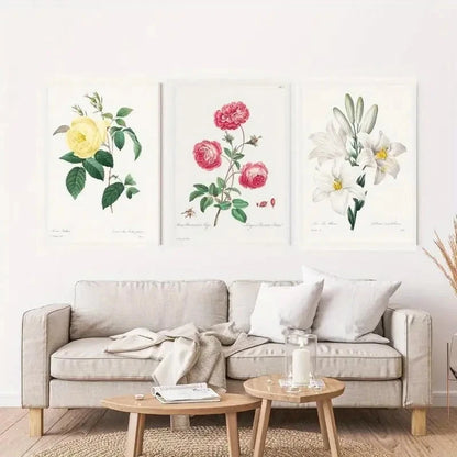 3pcs Colorful Flowers Nature-Inspired Wall Art Set Canvas Framed 50x70cm - High Quality Print 100% Australian Made Wall Canvas Ready to Hang - Bella Home Decor