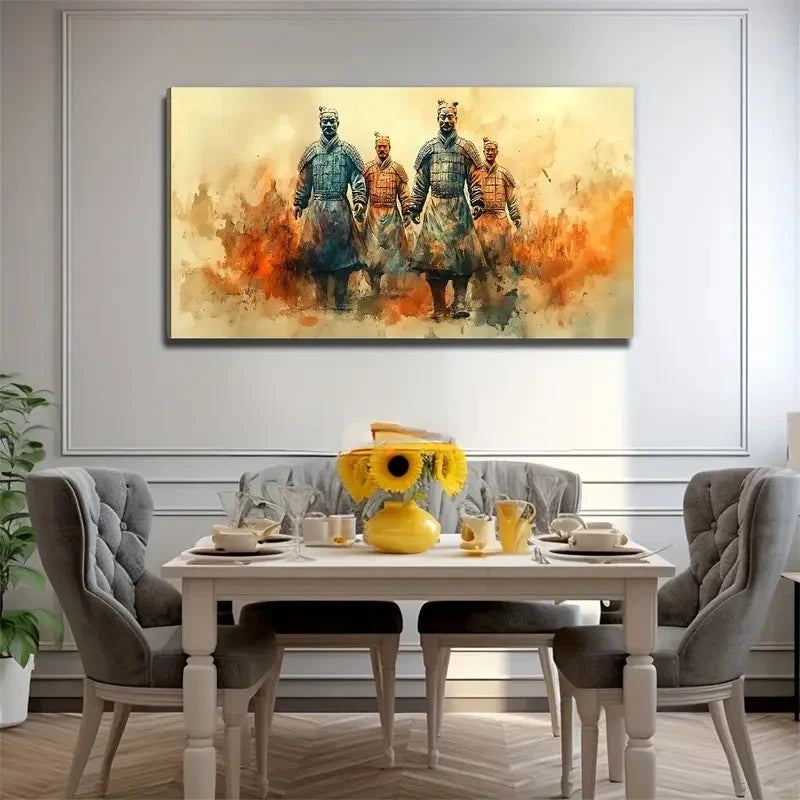 Terracotta Warriors Suitable Wall Art Canvas Office Home Room Framed 120x60cm