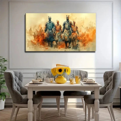 Terracotta Warriors Suitable Wall Art Canvas Office Home Room Framed 120x60cm