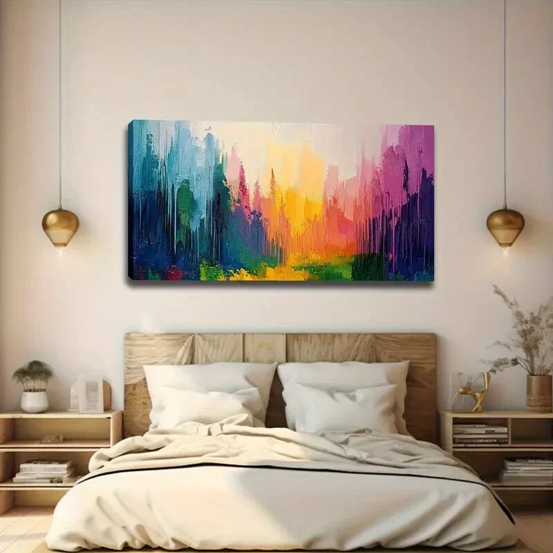 Vibrant Colorful Landscape Wall Art canvas office home room framed 120x60cm - Bella Home Decor