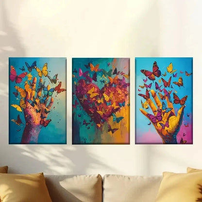 3pcs Hands And Love Wall Art Set Canvas Framed 50x70cm - High Quality Print 100% Australian Made Wall Canvas Ready to Hang