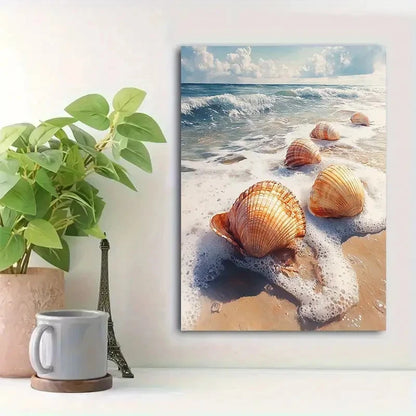 Beautiful Watercolor Beach Sea Shells Painting 40x60cm Metal Print Ready to Hang