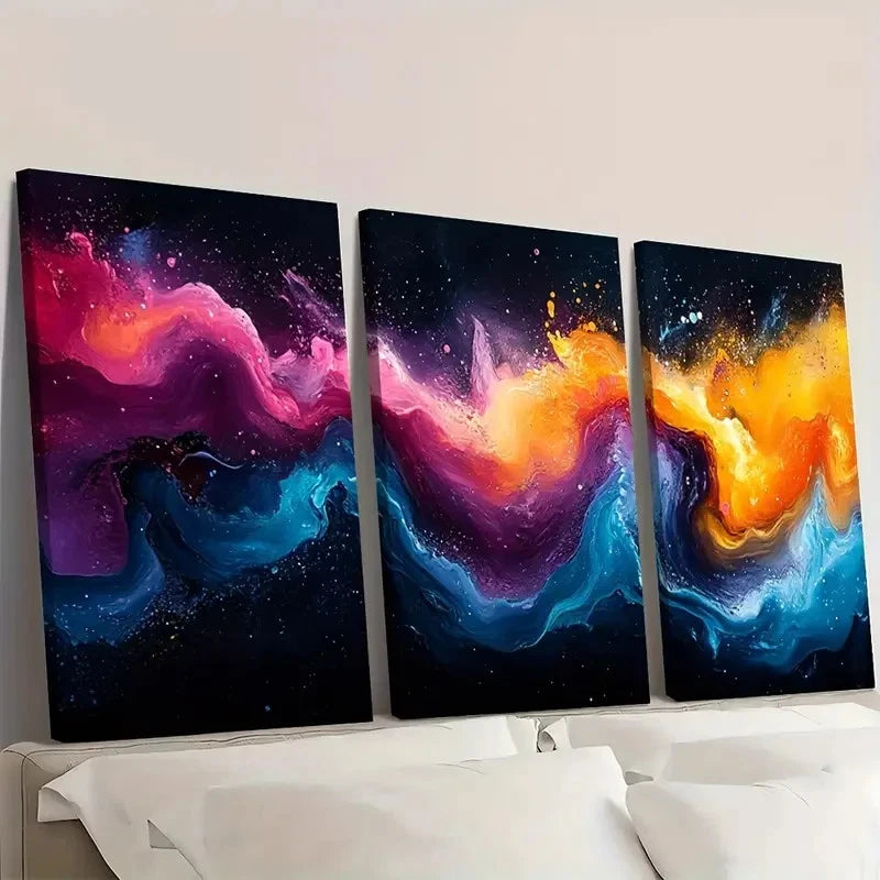 3pcs ABSTRACT PAINTING Colorful PC   Wall Art Set Canvas Framed 40x60cm - High Quality Print 100% Australian Made Wall Canvas Ready to Hang - Bella Home Decor