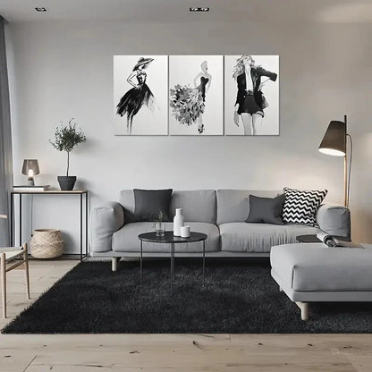 3pcs Abstract Fashion Women Silhouette Metal Print Ready to Hang Art - Bella Home Decor