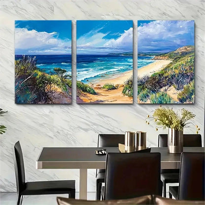 3pcs Margaret River Beach Art Australia Wall Art Set Canvas Framed 40x60cm - High Quality Print 100% Australian Made Wall Canvas Ready to Hang