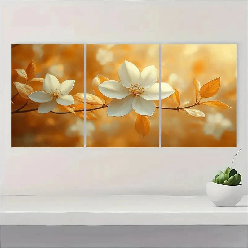 3pcs Jasmine Flower Canvas Print Flower F Wall Art Set Canvas Framed 50x70cm - High Quality Print 100% Australian Made Wall Canvas Ready to Hang