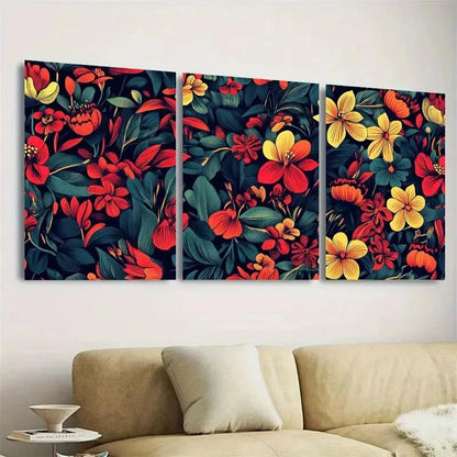 3pcs Vibrant Floral Colors Wall Art Set Canvas Framed 60x90cm - High Quality Print 100% Australian Made Wall Canvas Ready to Hang - Bella Home Decor