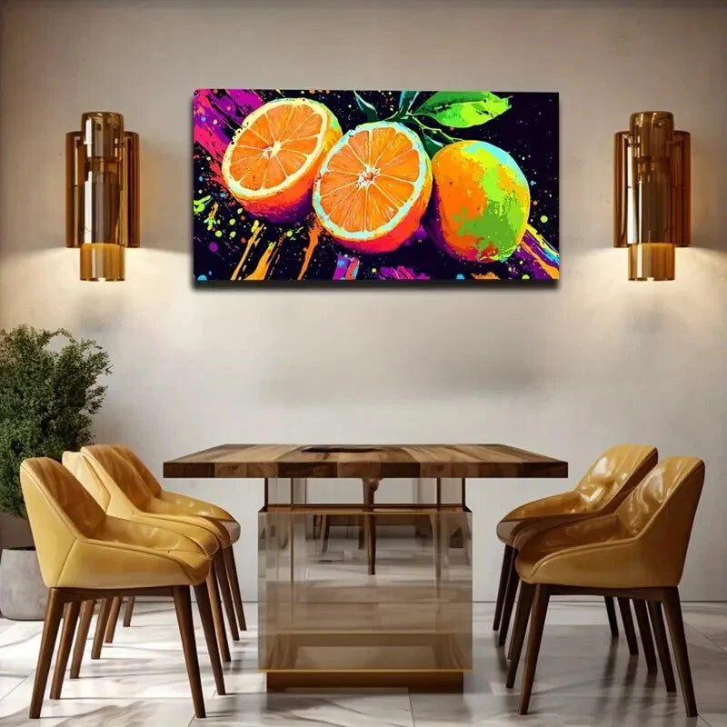Vibrant Orange and Citrus Fruit Wall Art Canvas Office Home Room Framed 120x60cm - Bella Home Decor