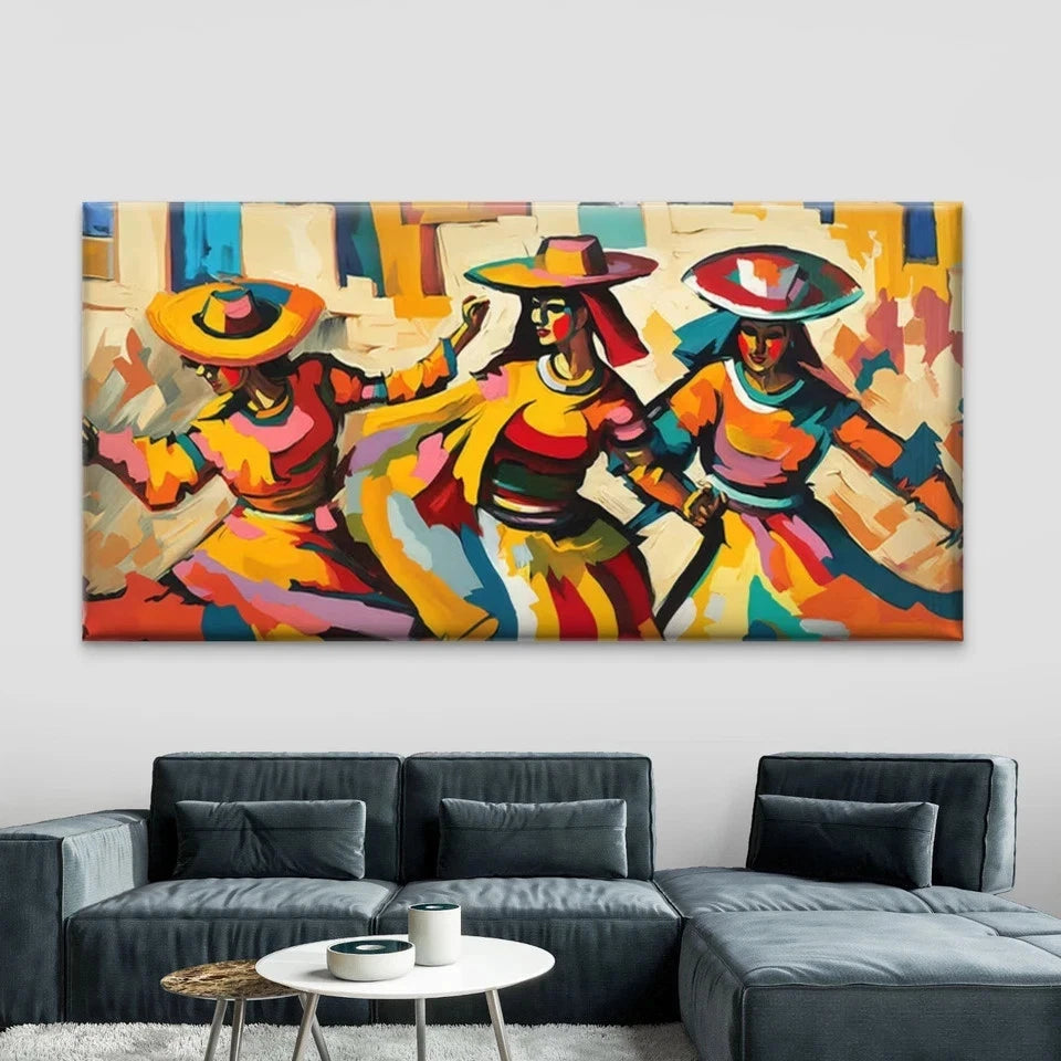 Colorful Abstract Women Wall Art Canvas Office Home Room Framed 120x60cm