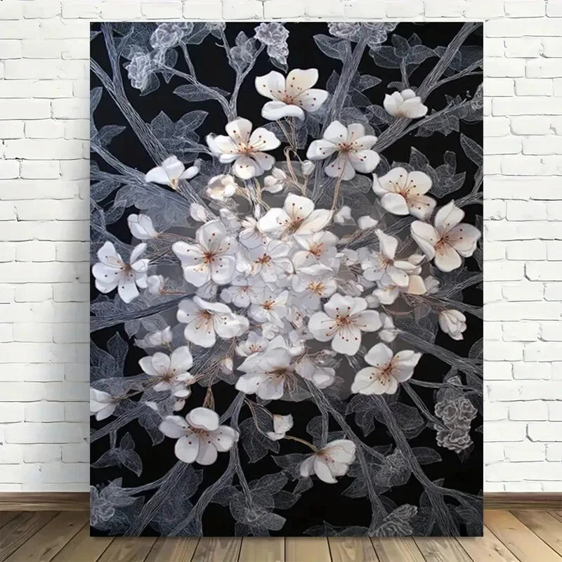 Beautiful Cherry Blossom Elegance Painting 40x60cm Metal Print Ready to Hang - Bella Home Decor