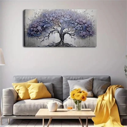 Blue Purple Leaves Decor Wall Art Canvas Office Home Room Framed 120x60cm - Bella Home Decor