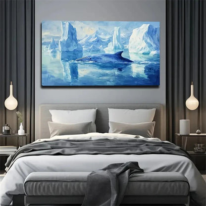Whale & Icebergs Scene Décor Wall Art Canvas Office Home Room Framed 120x60cm - Bella Home Decor