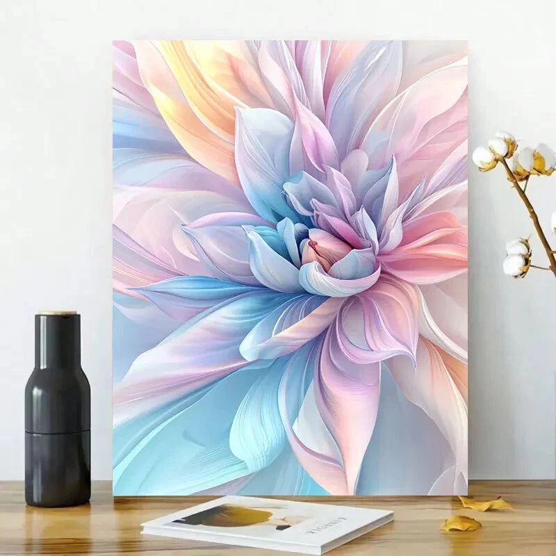 Piece Featuring an Abstract Flower Beautiful Painting 40x60cm Metal Print Ready to Hang