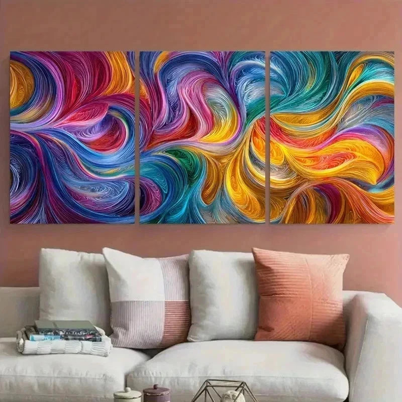 3pcs Vibrant Abstract Colorful Modern Perfect Wall Art Set Canvas Framed 60x90cm - High Quality Print 100% Australian Made Wall Canvas Ready to Hang