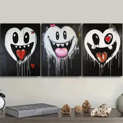 3pcs Ghostly Smile Design Darkness Perfect Wall Art Set Canvas Unframed - High Quality Print 100% Australian Made Wall Canvas - Bella Home Decor