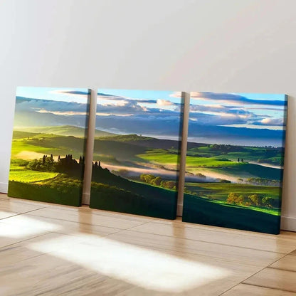 3pcs Magnificent Green Natural Landscape Wall Art Set Canvas Framed 60x90cm - High Quality Print 100% Australian Made Wall Canvas Ready to Hang