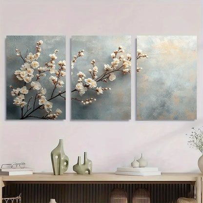 3pcs Modern Farmhouse Botanical Neutral Colors Metal Print Ready to Hang Art