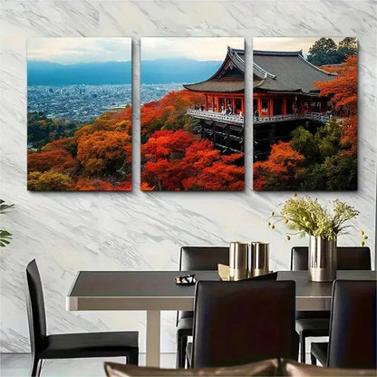 3pcs Japan Kyoto Travel Decor Nature Perfect Wall Art Set Canvas Framed 50x70cm - High Quality Print 100% Australian Made Wall Canvas Ready to Hang