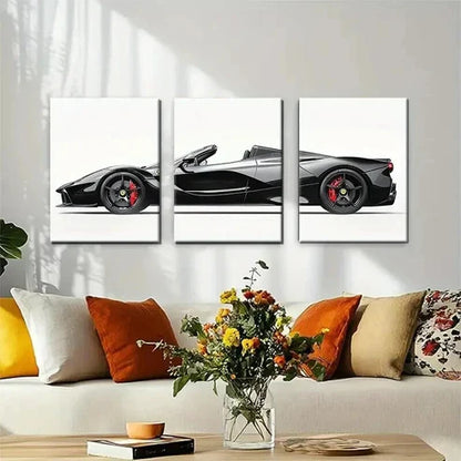 3pcs Luxury Supercar Exotic Black Décor Wall Art Canvas Unframed - High Quality Print 100% Australian Made Wall Canvas
