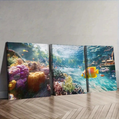 3pcs Deco Sea Creatures Wall Art Set Canvas Framed 40x60cm - High Quality Print 100% Australian Made Wall Canvas Ready to Hang - Bella Home Decor