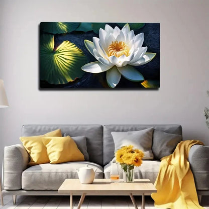 White For Lotus Wall Art Canvas Office Home Room Framed 120x60cm