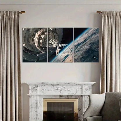 3pcs Spacecraft Satellite and Earth View Wall Art Set Canvas Framed 60x90cm - High Quality Print 100% Australian Made Wall Canvas Ready to Hang - Bella Home Decor