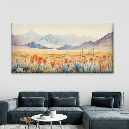 Cactus & Flower Desert Wall Art Canvas Office Home Room Framed 120x60cm