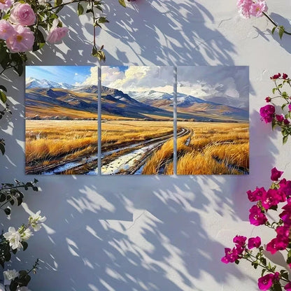 3pcs The Muddy Road Meanders Metal Print Ready to Hang Art