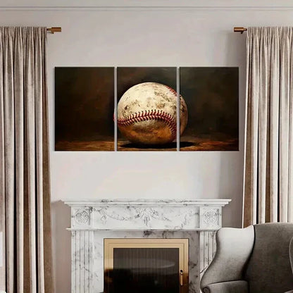 3pcs Abstract Aesthetic Baseball Wall Art Canvas Unframed - High Quality Print 100% Australian Made Wall Canvas - Bella Home Decor