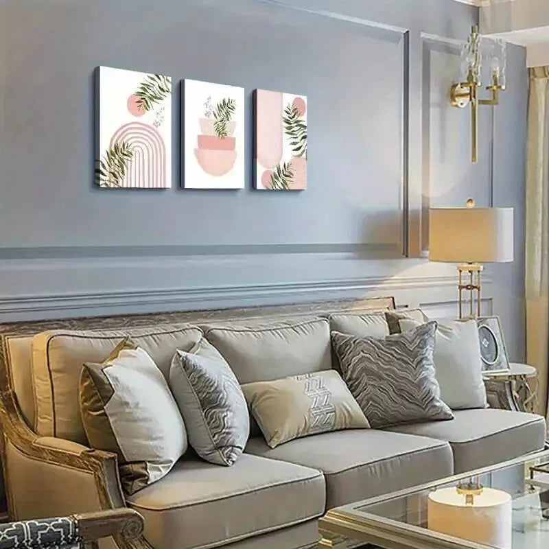 3pcs Pink Boho Modern Minimalist & Abstract Art Canvas Framed 40x60cm - High Quality Print 100% Australian Made Wall Canvas Ready to Hang - Bella Home Decor