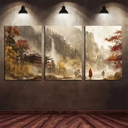 3pcs Chinese Traditional Painting Canvas Framed 40x60cm - High Quality Print 100% Australian Made Wall Canvas Ready to Hang - Bella Home Decor