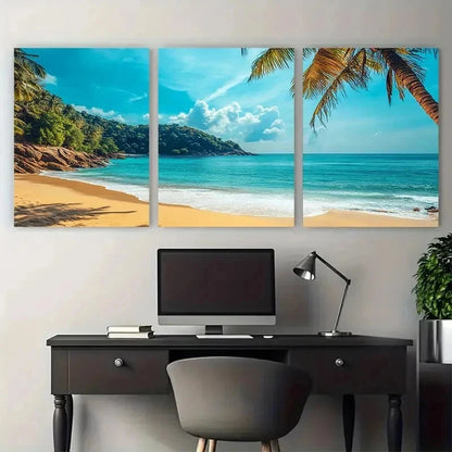 3pcs Beach Theme Decor Tropical Scene cPerfect Wall Art Set Canvas Framed 50x70cm - High Quality Print 100% Australian Made Wall Canvas Ready to Hang - Bella Home Decor