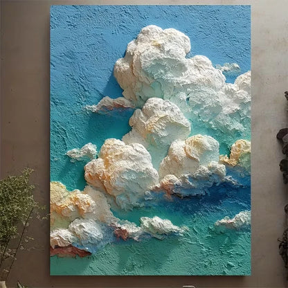 Minimalist White Cloud Metal Print Ready to Hang