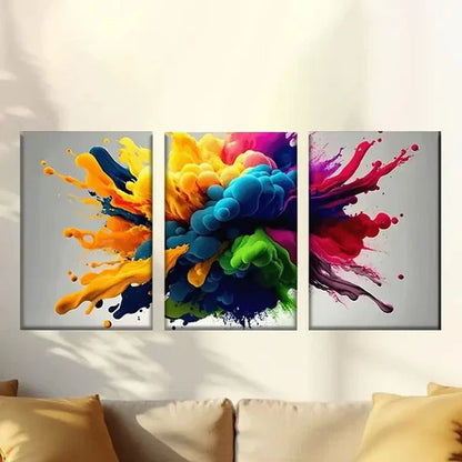 3pcs laptop with colorful paint on it Wall Art Set Canvas Unframed - High Quality Print 100% Australian Made Wall Canvas