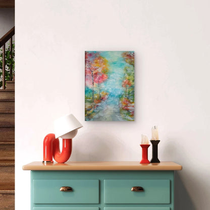 Colorful Forest Oil Painting Metal Print Ready to Hang