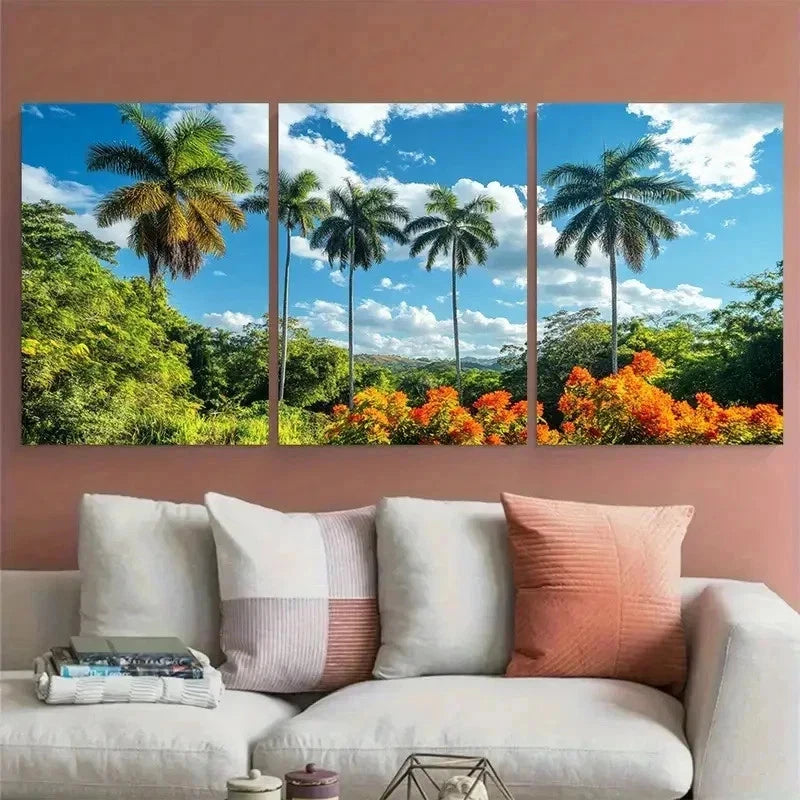 3pcs Tropical Caribbean Guyana Nature Perfec Wall Art Set Canvas Framed 40x60cm - High Quality Print 100% Australian Made Wall Canvas Ready to Hang