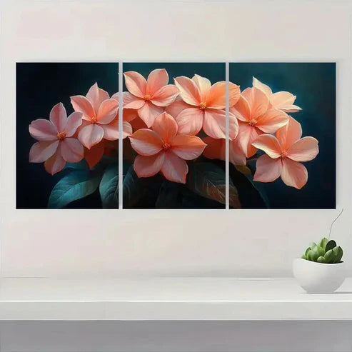 3pcs Pentas Flower Plant Art Print FlowerD Wall Art Set Canvas Unframed - High Quality Print 100% Australian Made Wall Canvas - Bella Home Decor